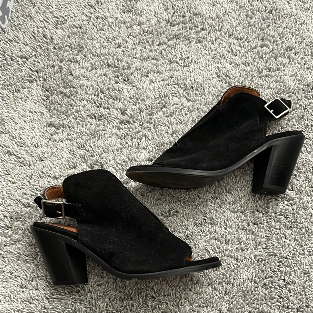 Frye Black Suede Women's Heeled Sandals